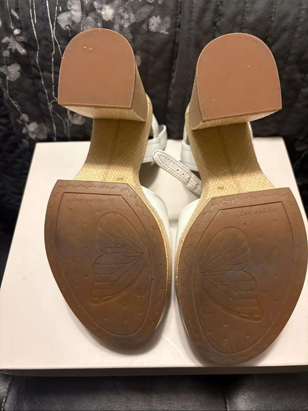 Copper Key White Platform Wedge Sandals Size 9. Worn Once Runs a Little Big